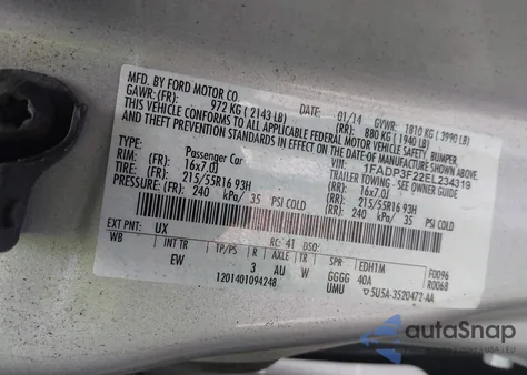 2014 Ford Focus Se из США, поврежденный, VIN 1FADP3F22EL234319